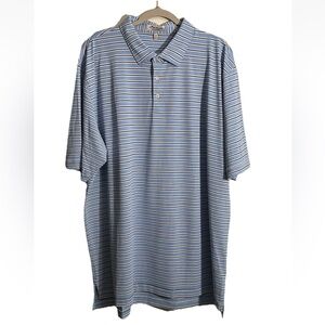 Peter Millar XXL Summer Comfort Blue and White Polo Shirt with Stripes